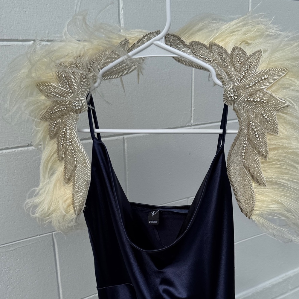 Shoulder scarf with Feather and Bead Accents